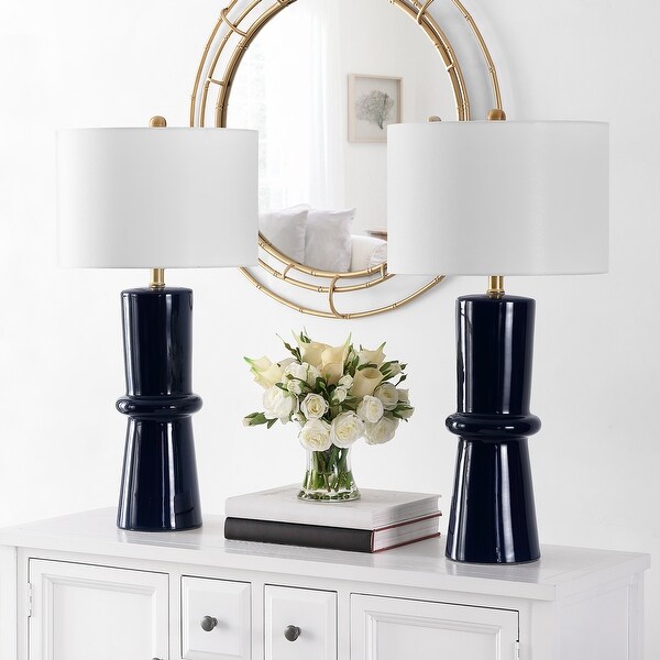 SAFAVIEH Lighting 31-inch Ellaria Ceramic Table Lamp (Set of 2) - 15" x 15" x 31"