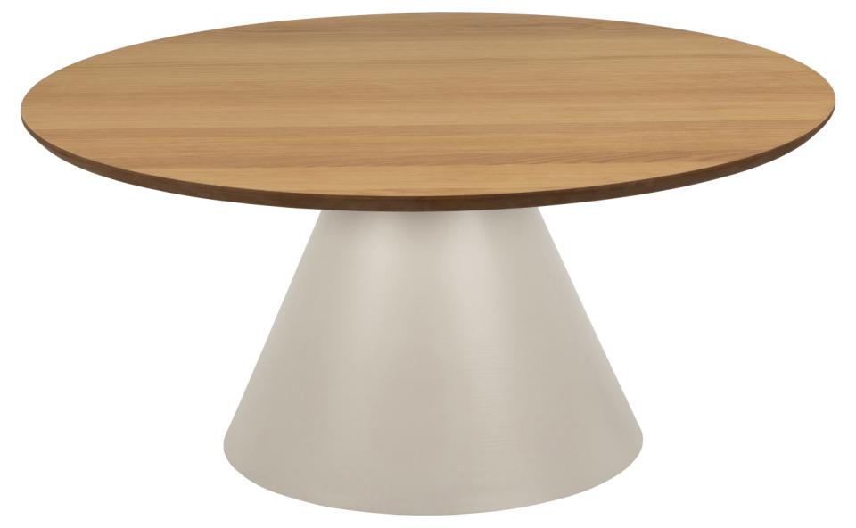 Rebellenclub Salontafel Leeds - ø85 cm - Greige met Eiken Blad