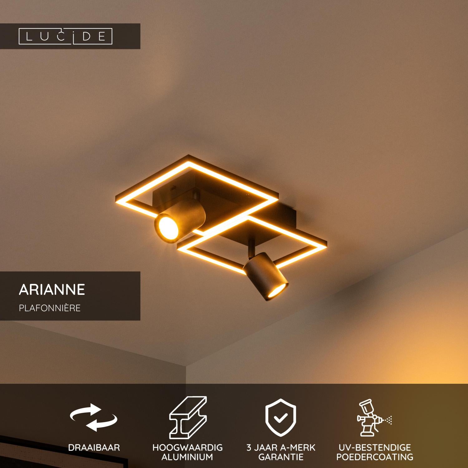 Lucide ARIANNE Plafonnière - Zwart