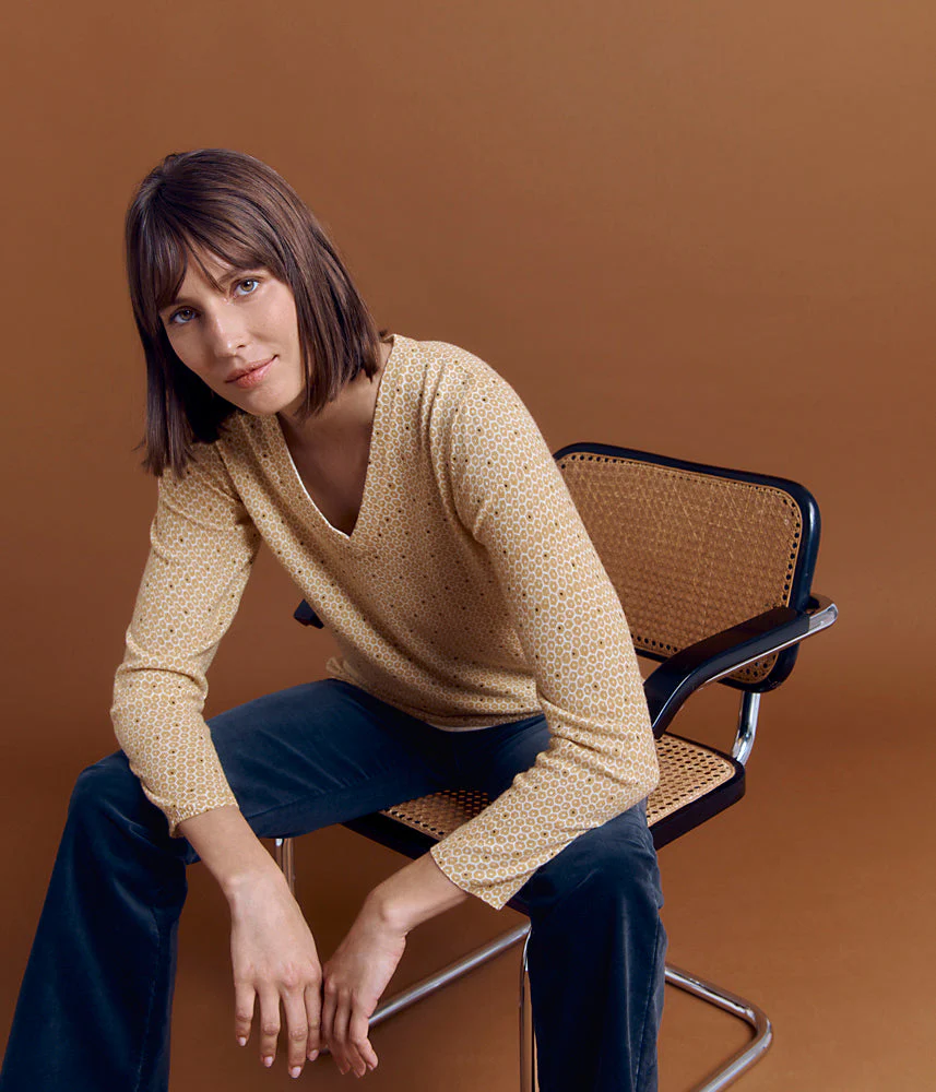 Pull maille en laine et cachemire ALVEOLE/84142/841