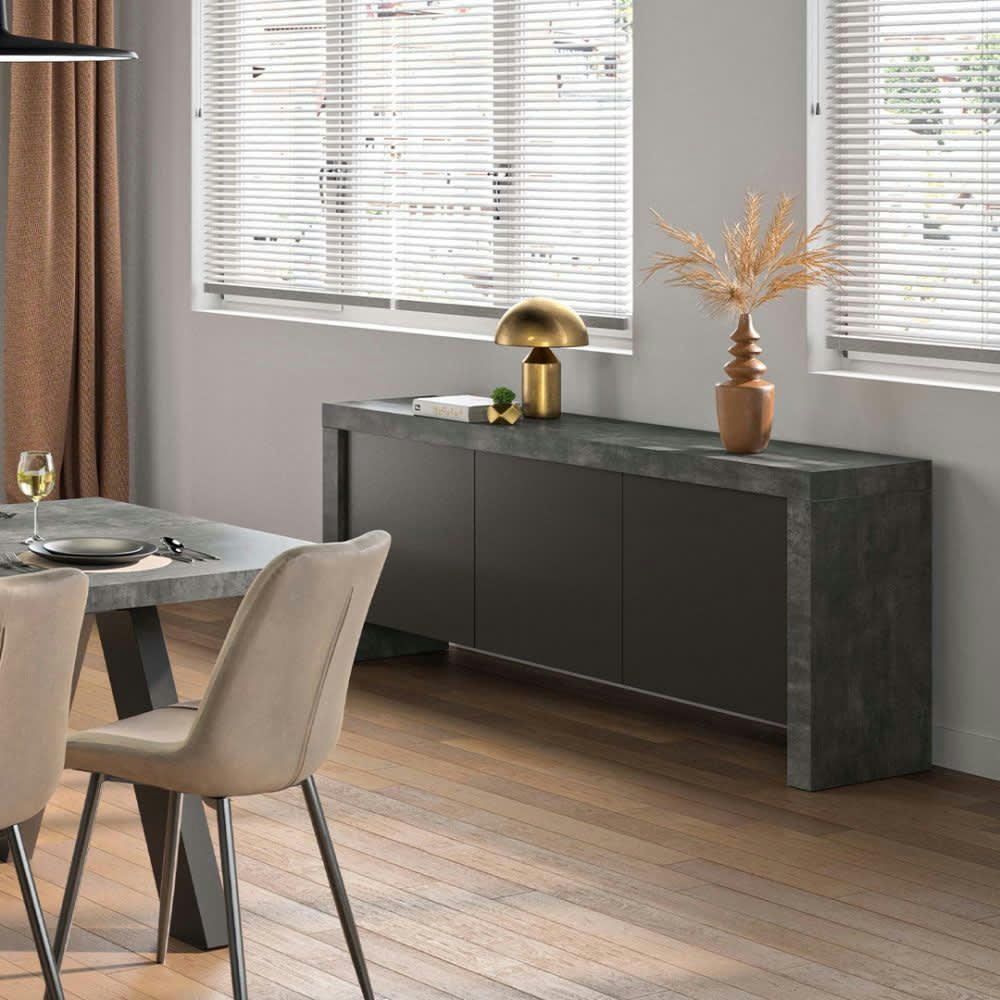 KOBE - Buffet effet bois béton et noir