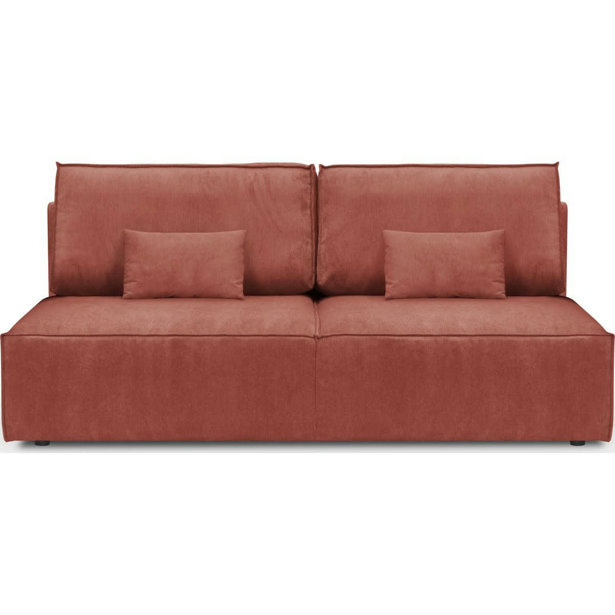 MILLA NEW - Canapé convertible 3 places avec coffre velours fines côtes terracotta