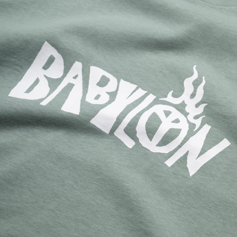 Babylon Burning Palm Tee - Atlantic Green