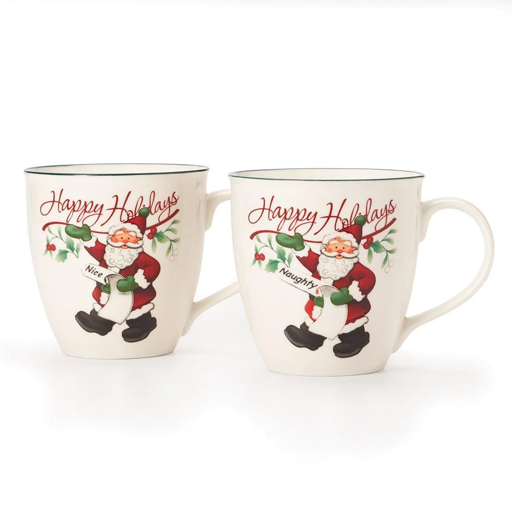 Winterberry® Set of 2 Naughty and Nice Mugs