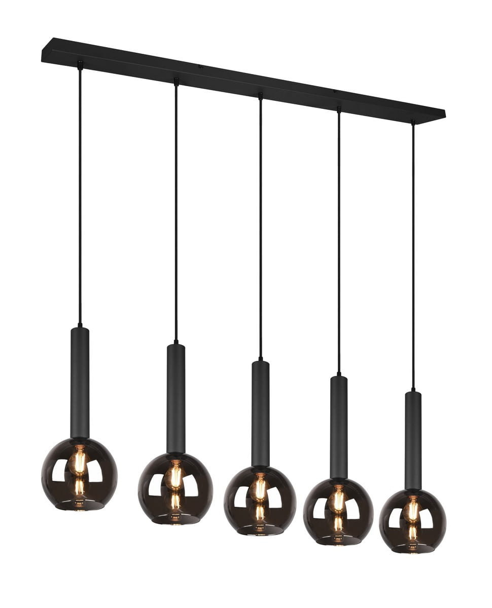 Lampa wisząca czarna CLAYTON 5xE27x28W wym: 150x115x20 cm Trio