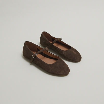 Ballerines à bridesen croute marron | DRIMA