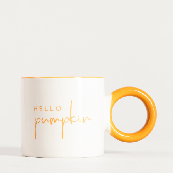 Kubek LUKON z pomarańczowym uchem hello pumpkin 0,3 l HOMLA