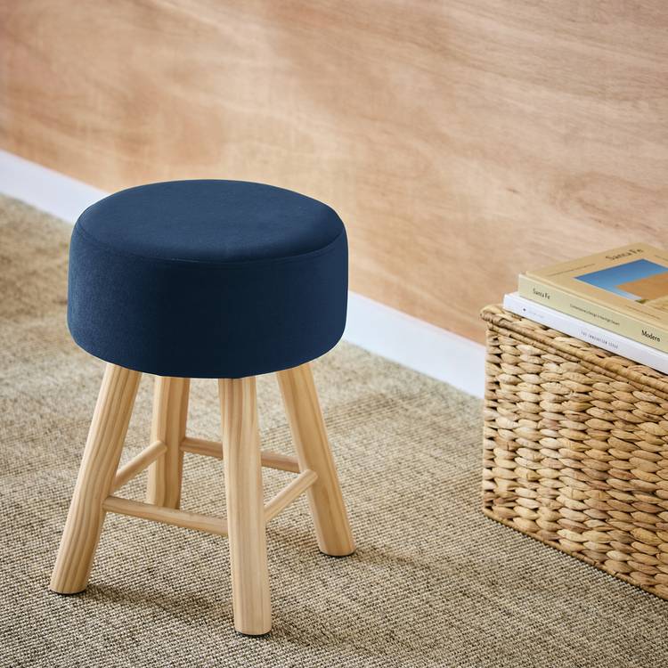 Habitat Sophie Velvet Stool - Blue