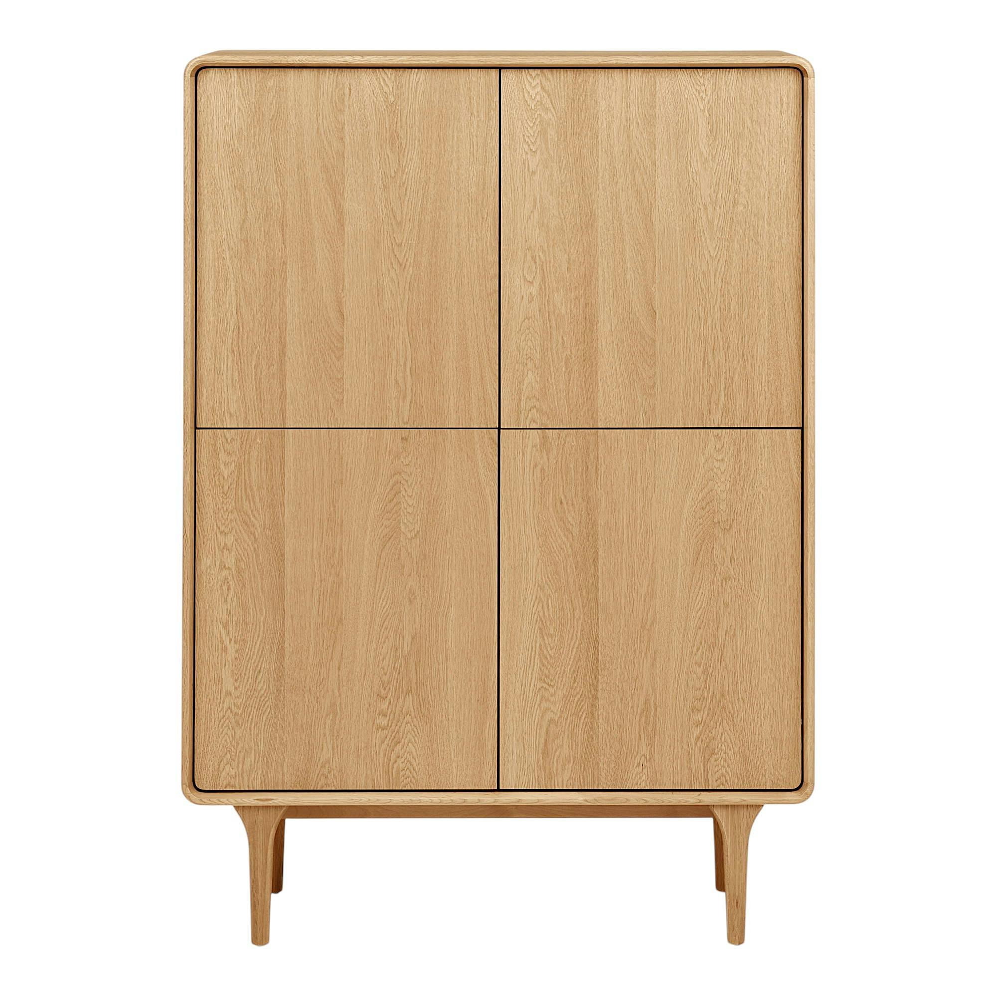 Buffet haut 4 portes en placage chêne clair TARAZ