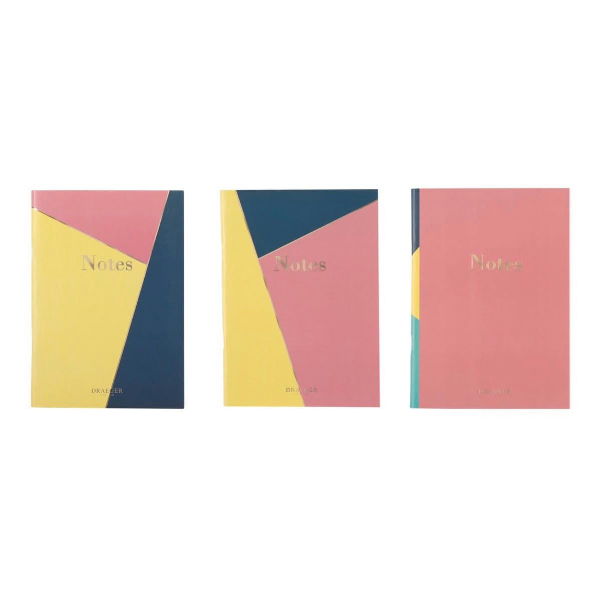 - Lot De 3 Carnets A5 Lignés - Bleu, Rose, Jaune