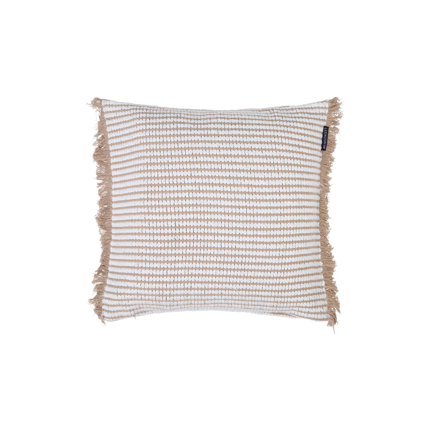 Heavy striped organic cotton pillow cover, beige/white