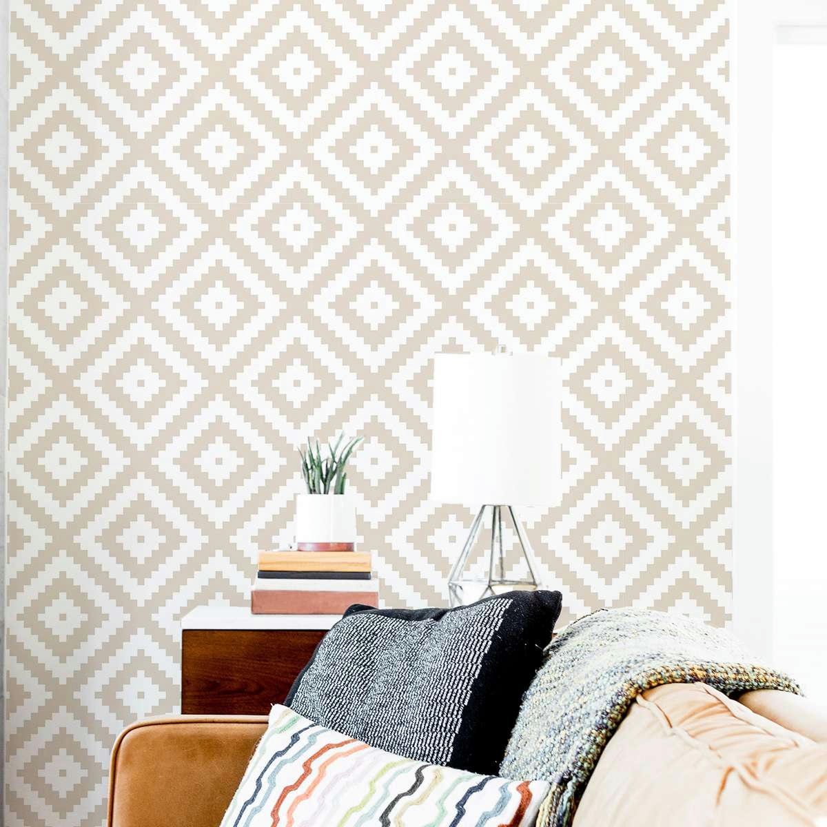 ETHNICCHIC - Papier peint vinyle adhésif ethnique chic écru 50x300 cm