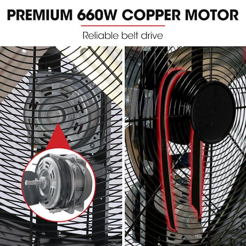 NNEMB 42' 1067mm 660W Industrial Mobile Floor Drum Fan, Belt Drive, Tilting, Large, Commercial,Heavy-duty Frame, EESS Certified