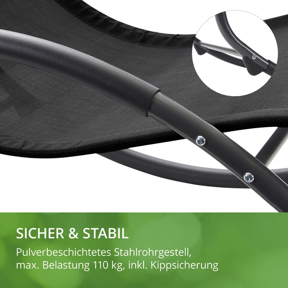 Schaukelliege, schwarz, BxHxT: 64 x 78 x 178 cm