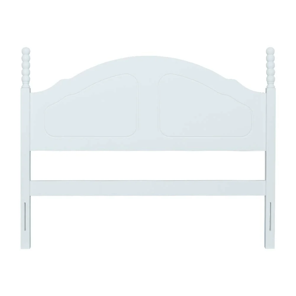 Wooden King Size Transitional Headboard with Turned Posts, White