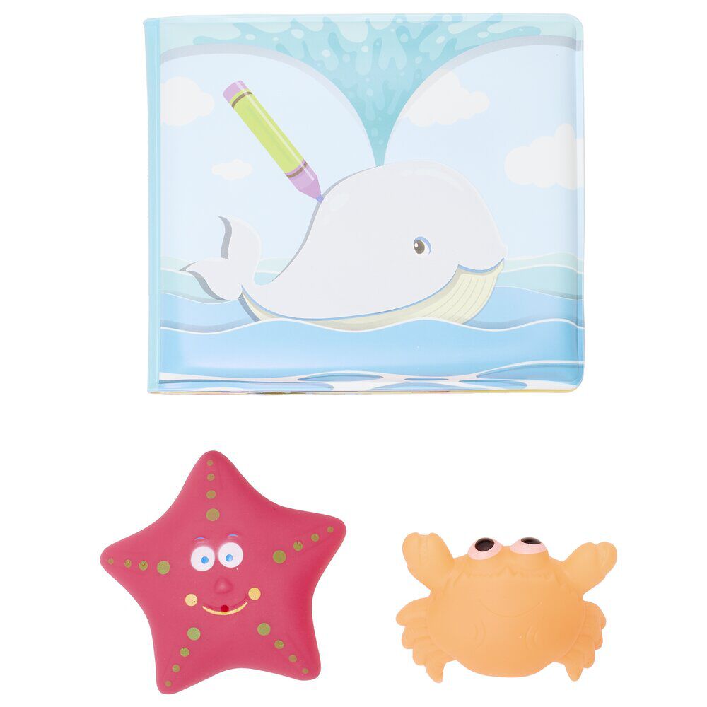 Livre de bain avec 2 jouets plastique (2 modèles)