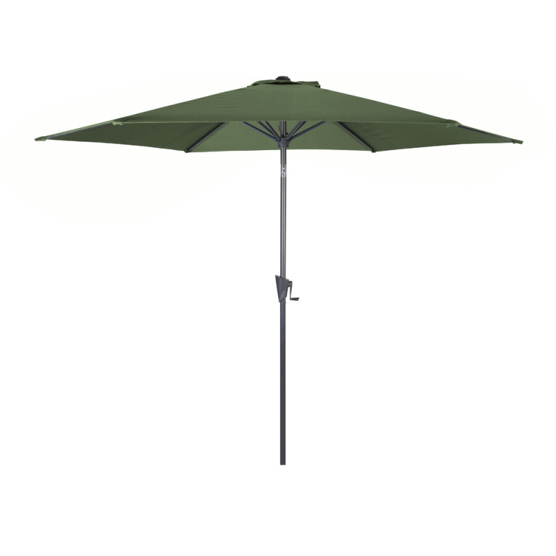 Parasol droit inclinable avec manivelle kaki Ø 300 cm