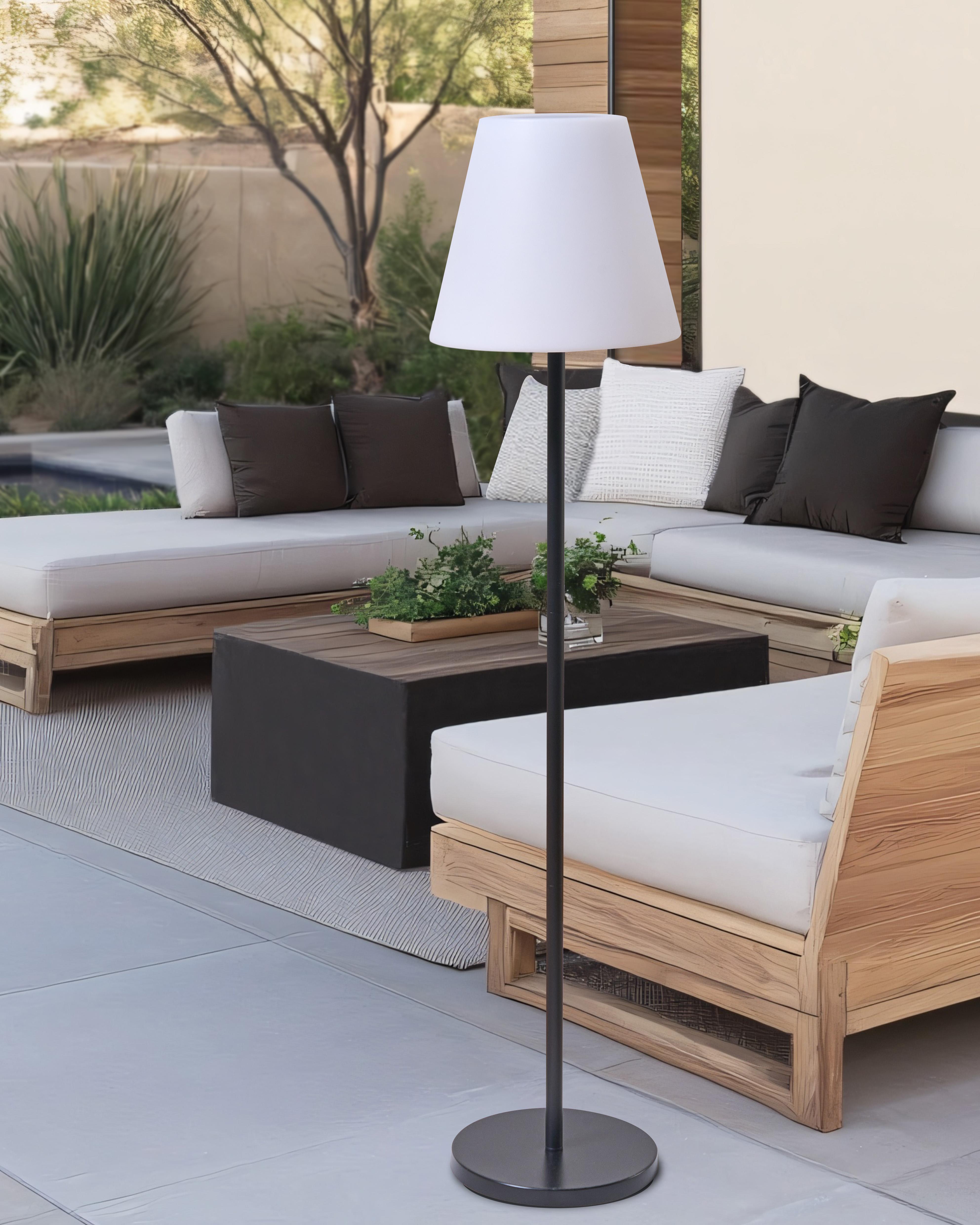 Solar Outdoor LED Floor Lamp FONESCA with Remote White