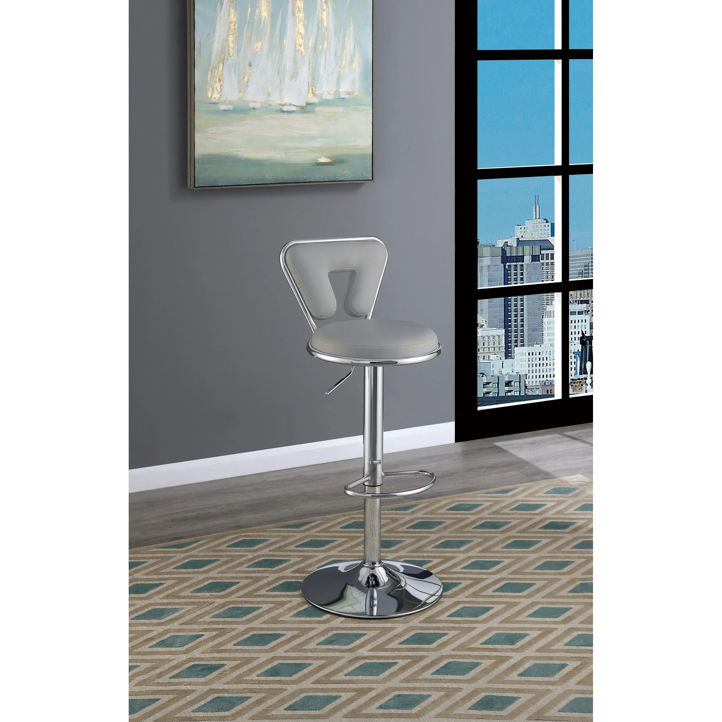 360° Swivel Bar stool Set of 2, Faux Leather Upholstered Counter Back Bar Chairs, Dining Chair with Backrest and Footrest