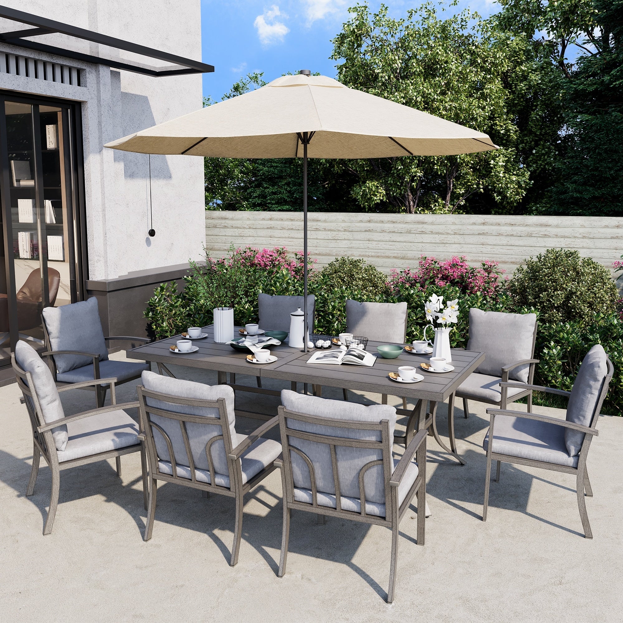 4-Piece Outdoor Aluminum Patio Dining Chairs with Cushions