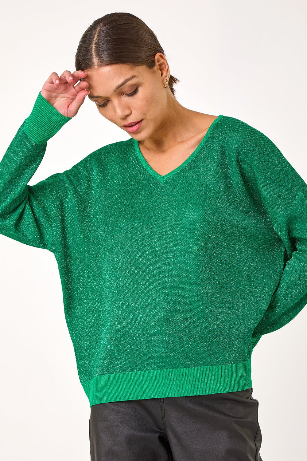 Roman V-Neckline Sparkle Knit Jumper