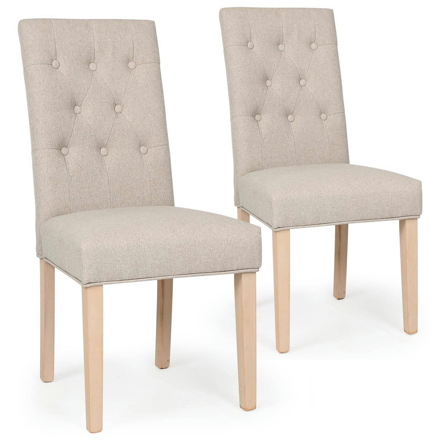 COSTEL - Lot de 2 chaises tissu beige