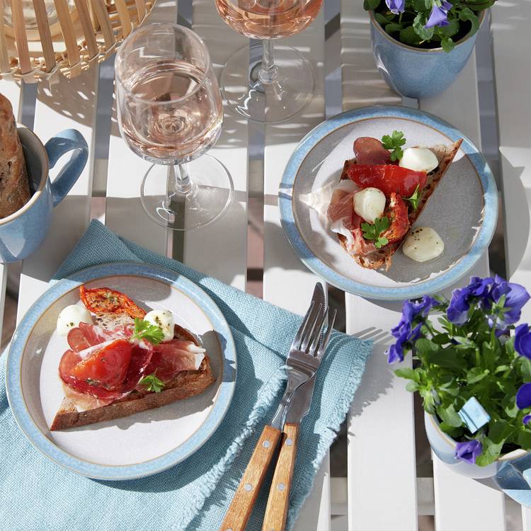 Denby Elements 12 Piece Stoneware Dinner Set - Blue & White