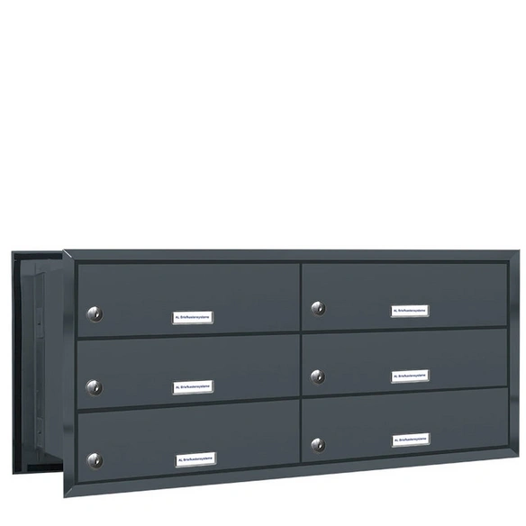 Briefkasten, Parteien: 6, Mauerdurchwurf, BxHxT: 76,8 x 34,5 x 48,0 cm