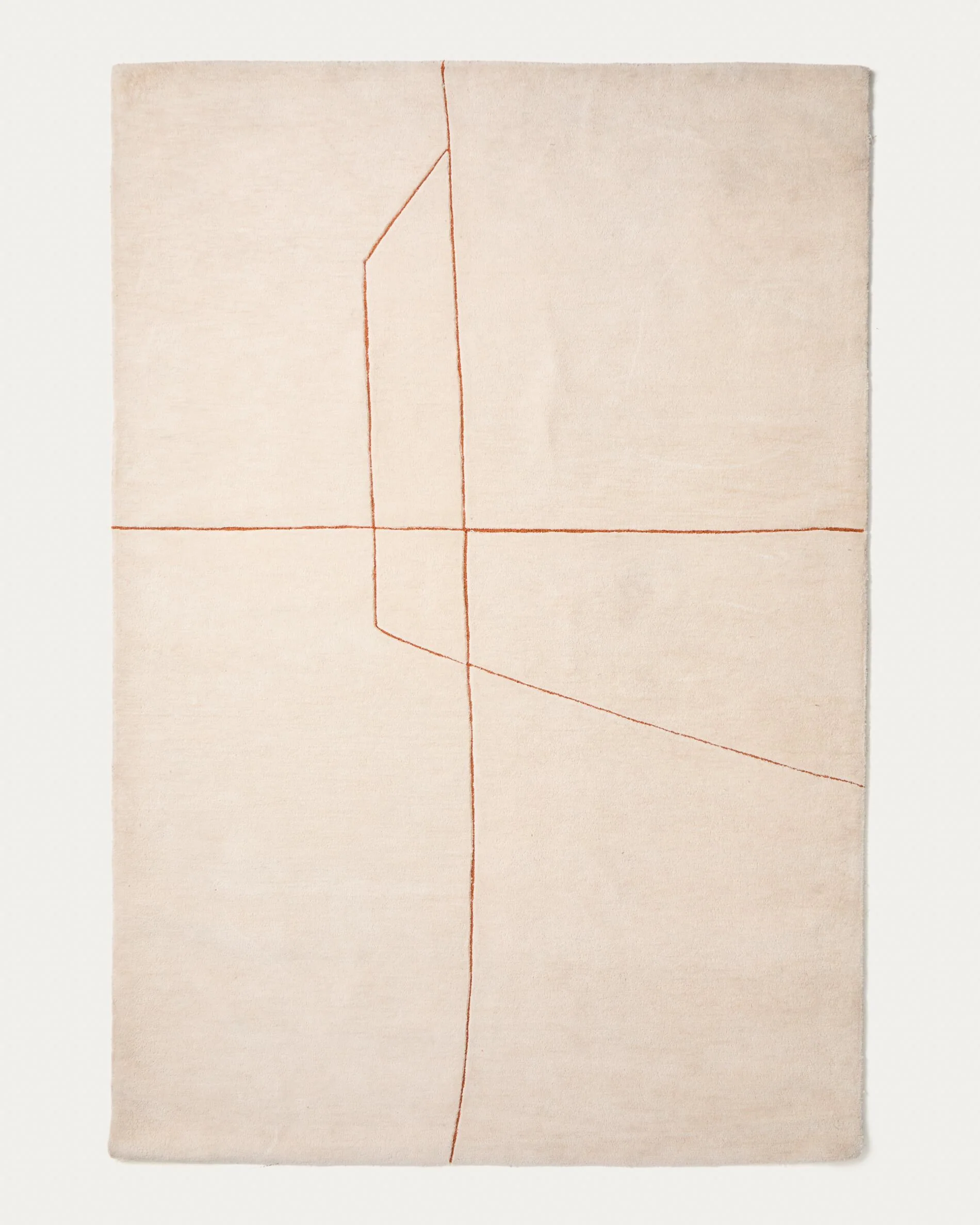 Delide ecru synthetic fibre rug with orange graphic detail 200 x 300cm