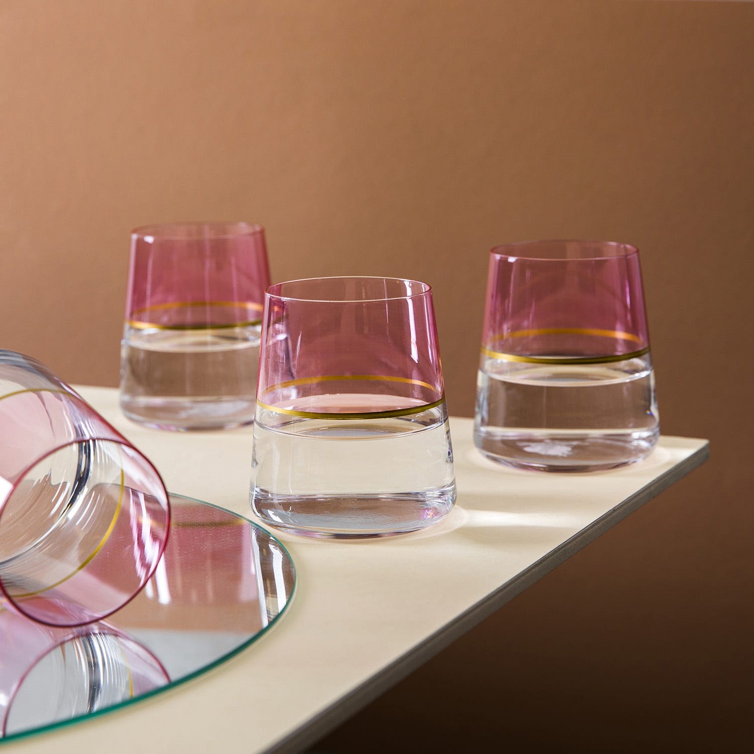 Set 6 bicchieri acqua 420 ml rosa e oro Spectrum