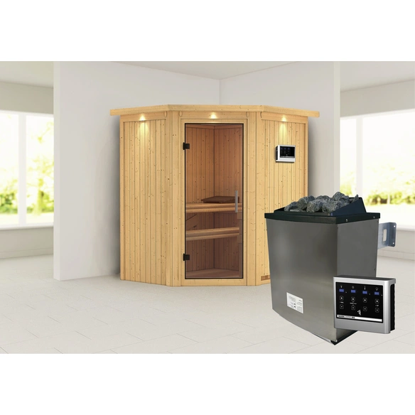 Sauna »Narva«, inkl. 9 kW Saunaofen mit externer Steuerung, für 3 Personen