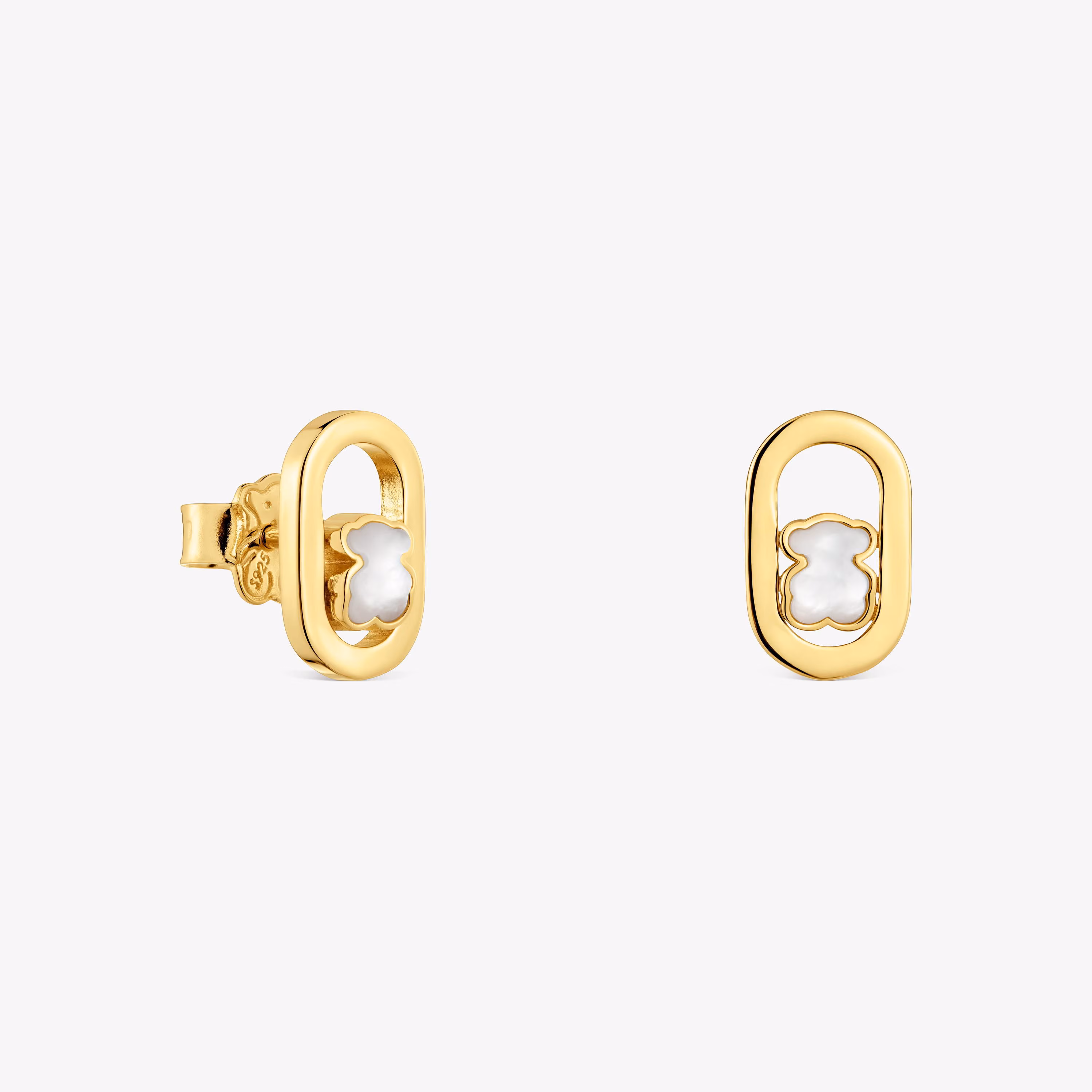 Pendientes con baño de oro 18 kt sobre plata y nácar Camille