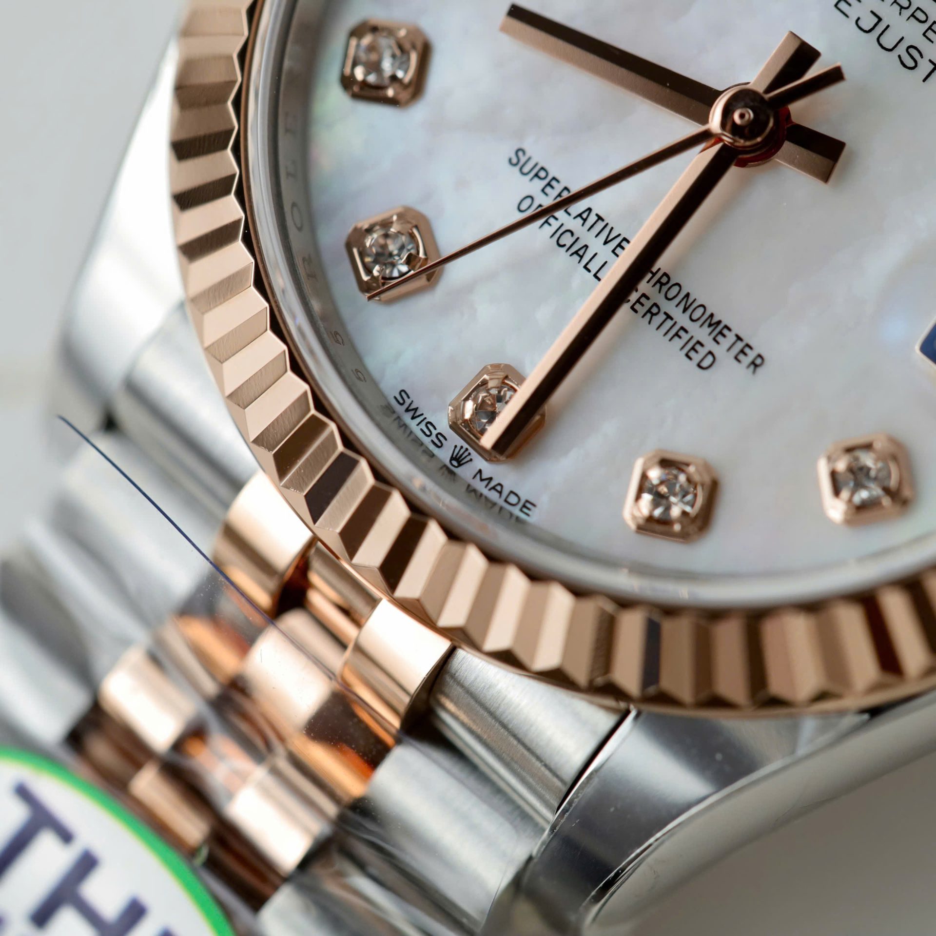 Rolex Datejust SS/RG Plated White Enamel Dial CZ Diamonds 31mm Jub THBF Replica