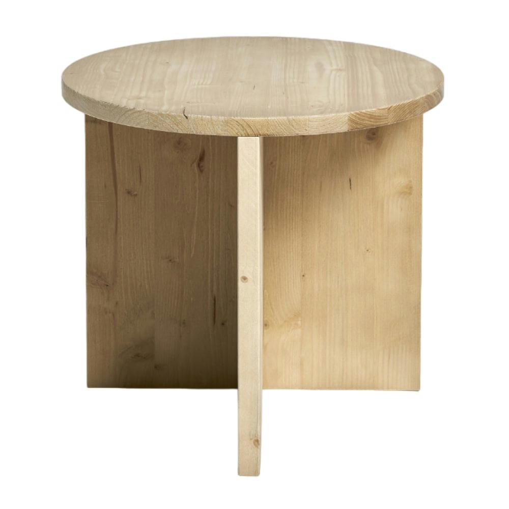 NICOLE - Table d’appoint ronde en bois de sapin en couleur naturel