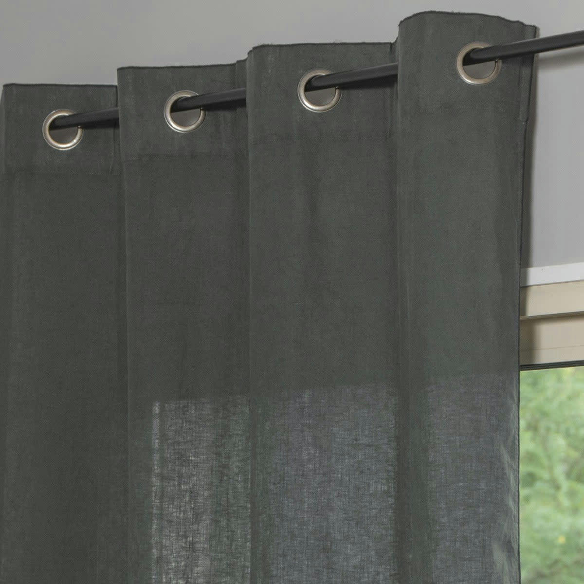 HORTENSE - Rideau à oeillets lin lavé  140x290 gris ardoise
