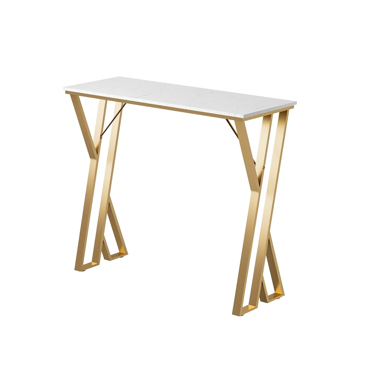 Merax Modern Bar Table, White&Gold