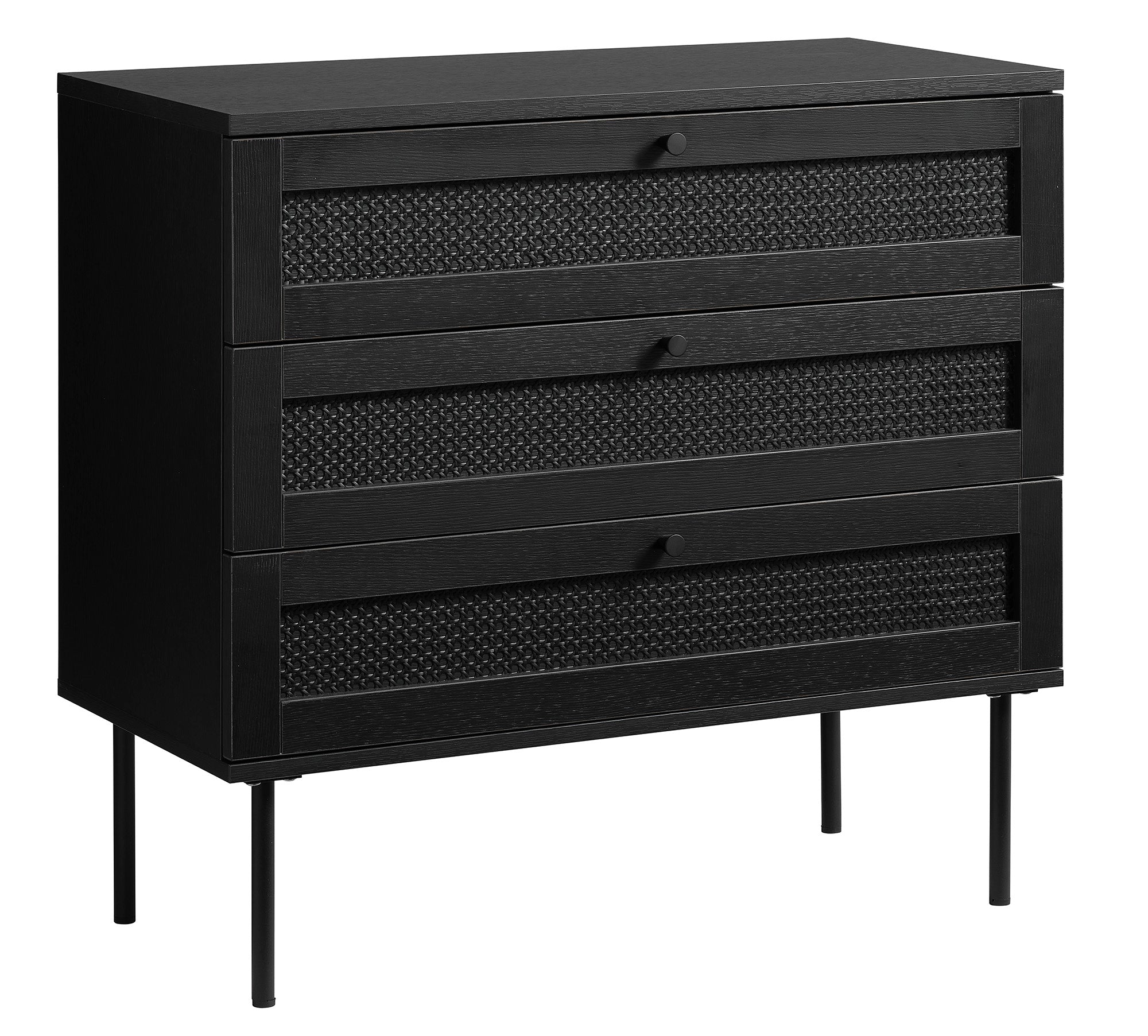 Rebellenclub Berley Dressoir met Lades - Zwart met Rattan