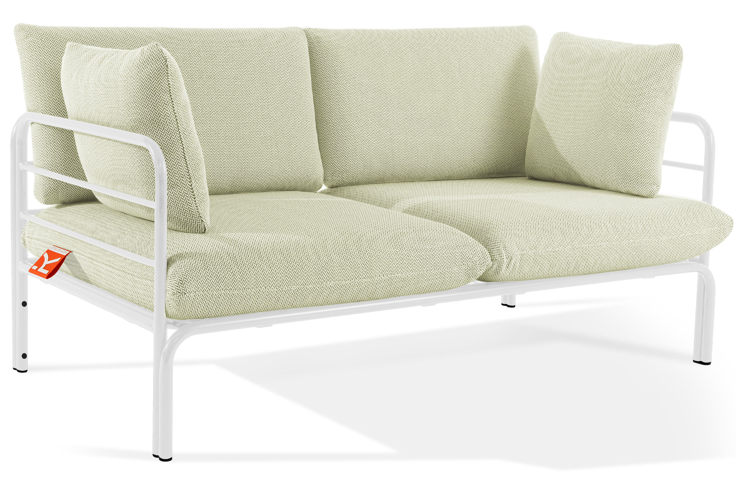 KONSIMO RAMBE Dwuosobowa sofa ogrodowa z poduszkami na stalowym stelażu