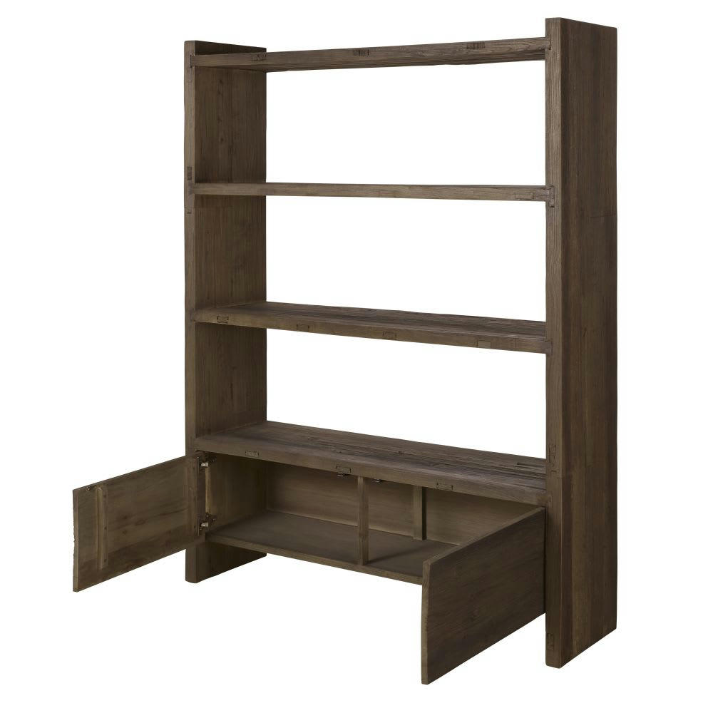 Reykjavik - Etagère 2 portes en bois d'orme recyclé marron