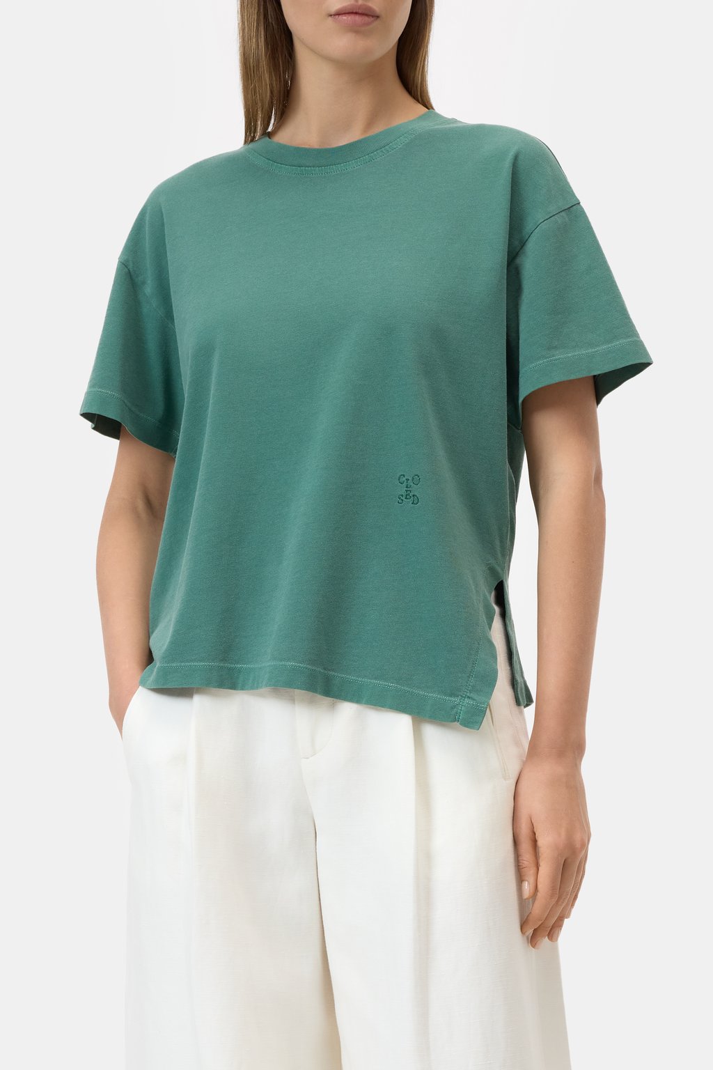 T-Shirt mit Schlitz aus hochwertiger Bio-Baumwolle