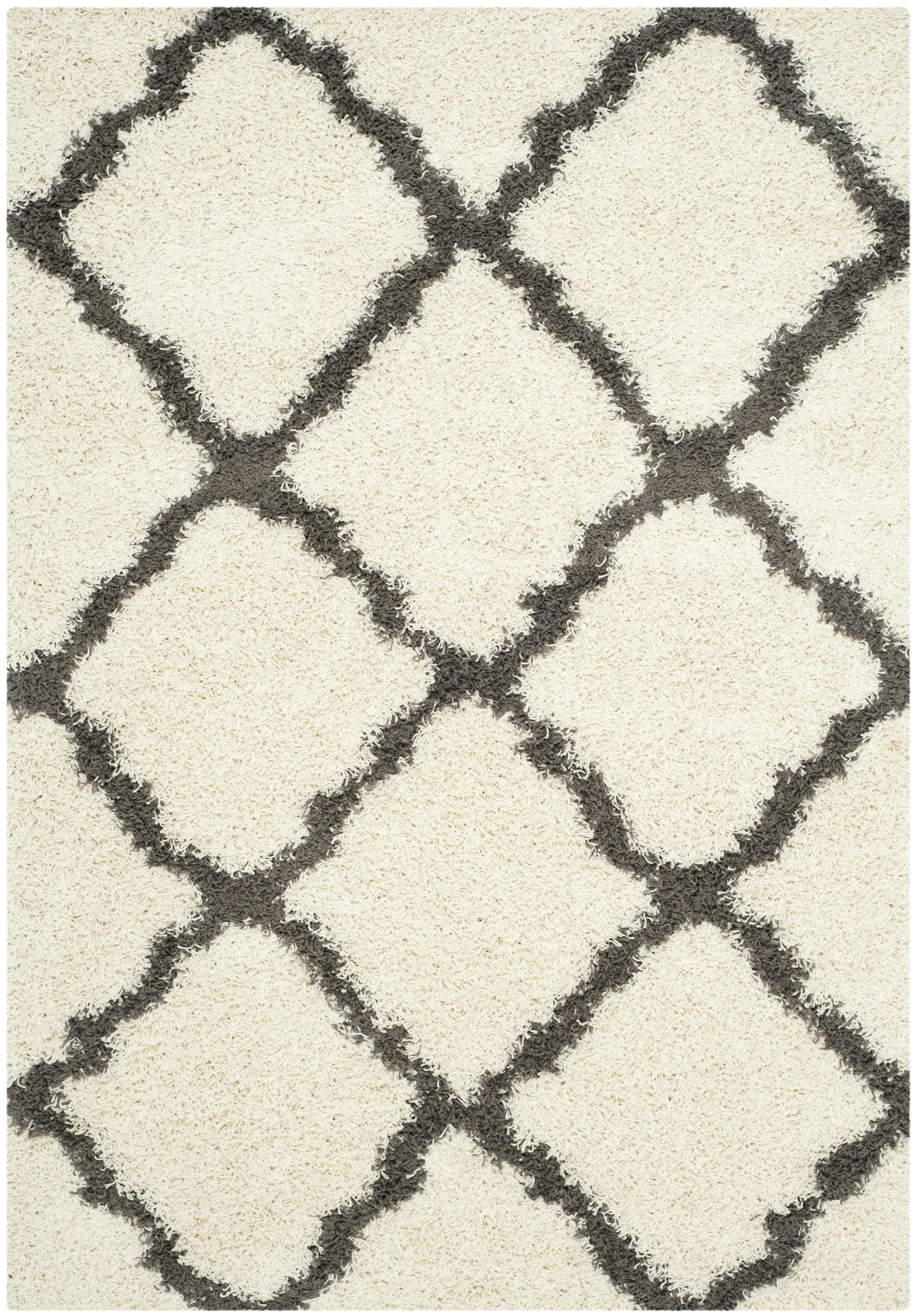 DALLAS SHAG - Tapis de salon interieur en ivoire & gris fonce, 183 x 274 cm