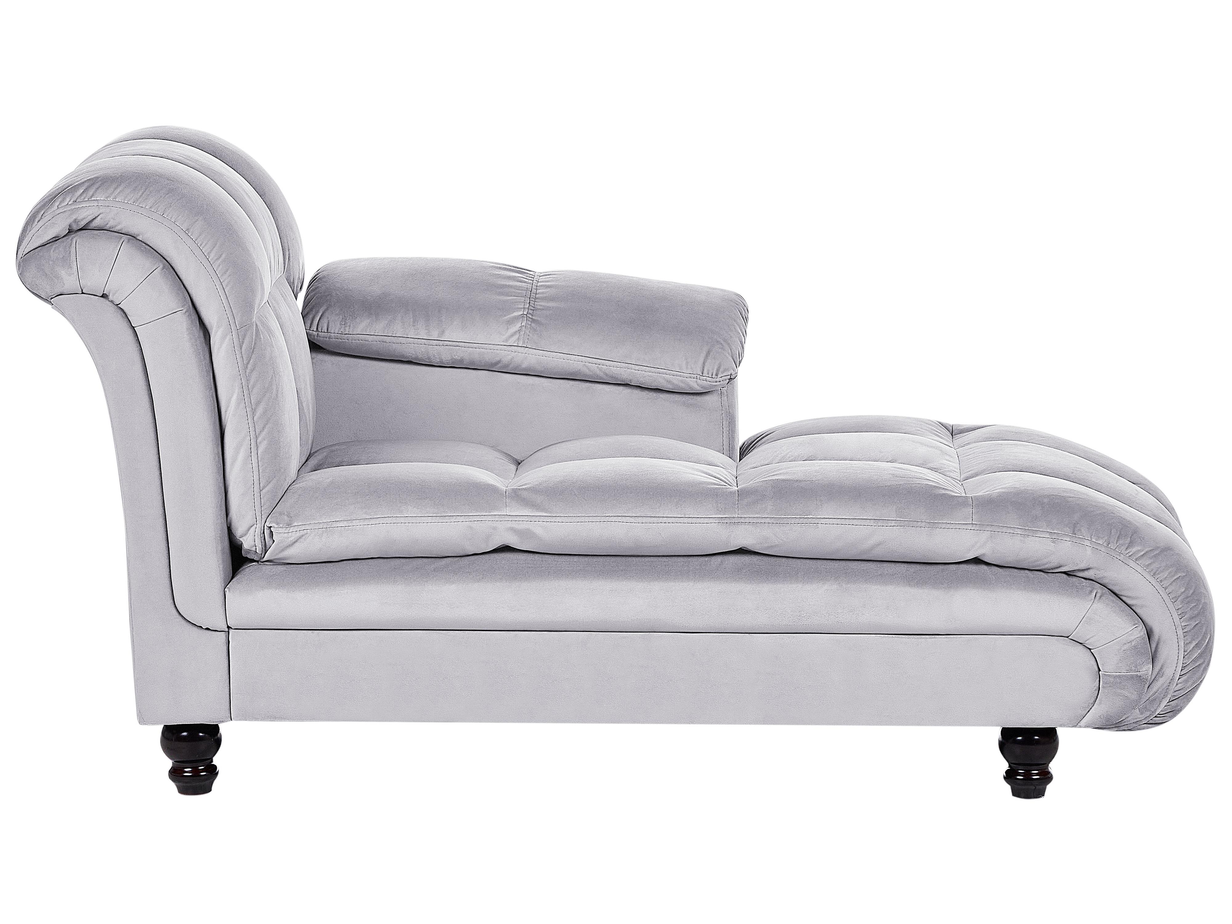 Left-Hand Chaise Longue LORMONT Velvet Light Grey