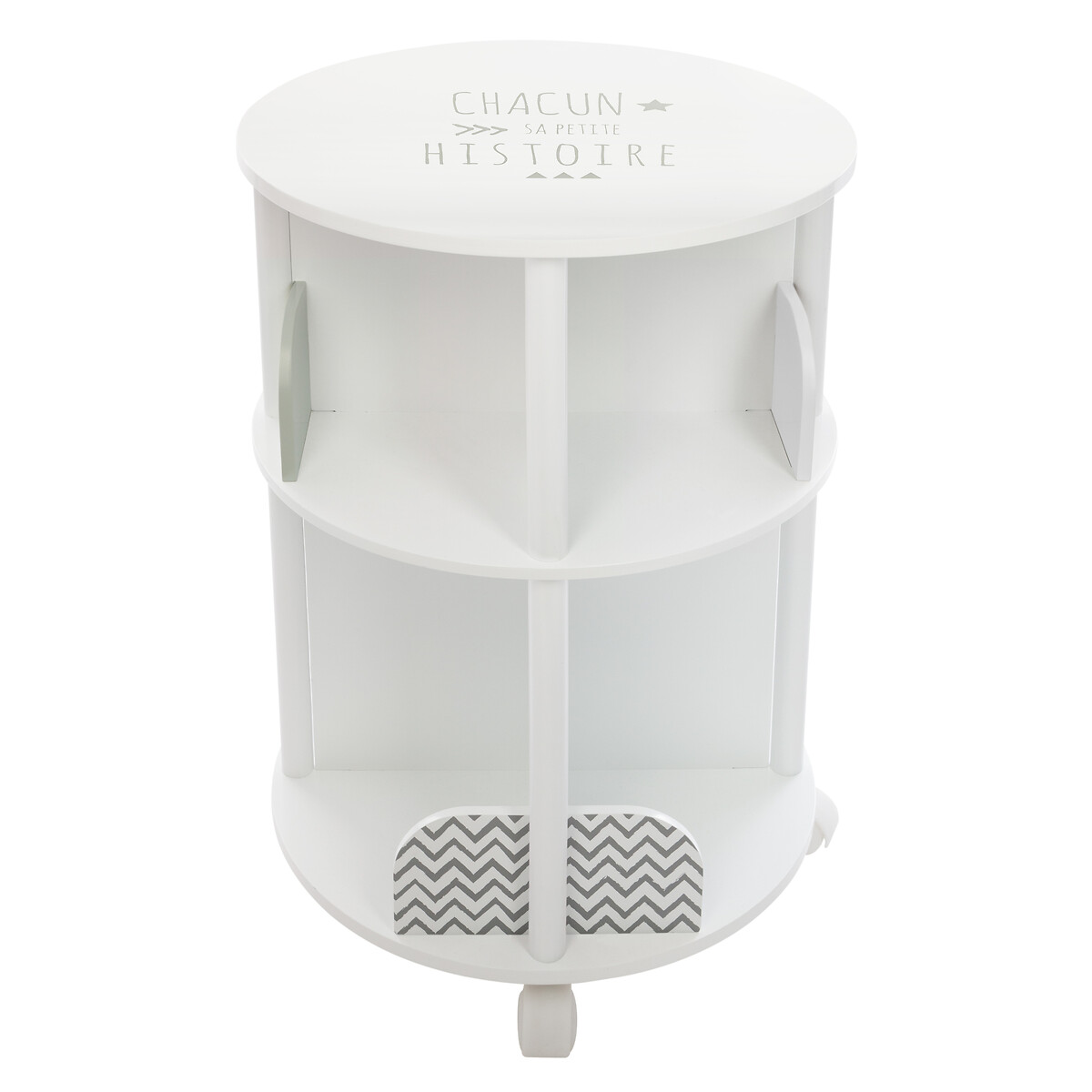 Estante redonda branca com rodas