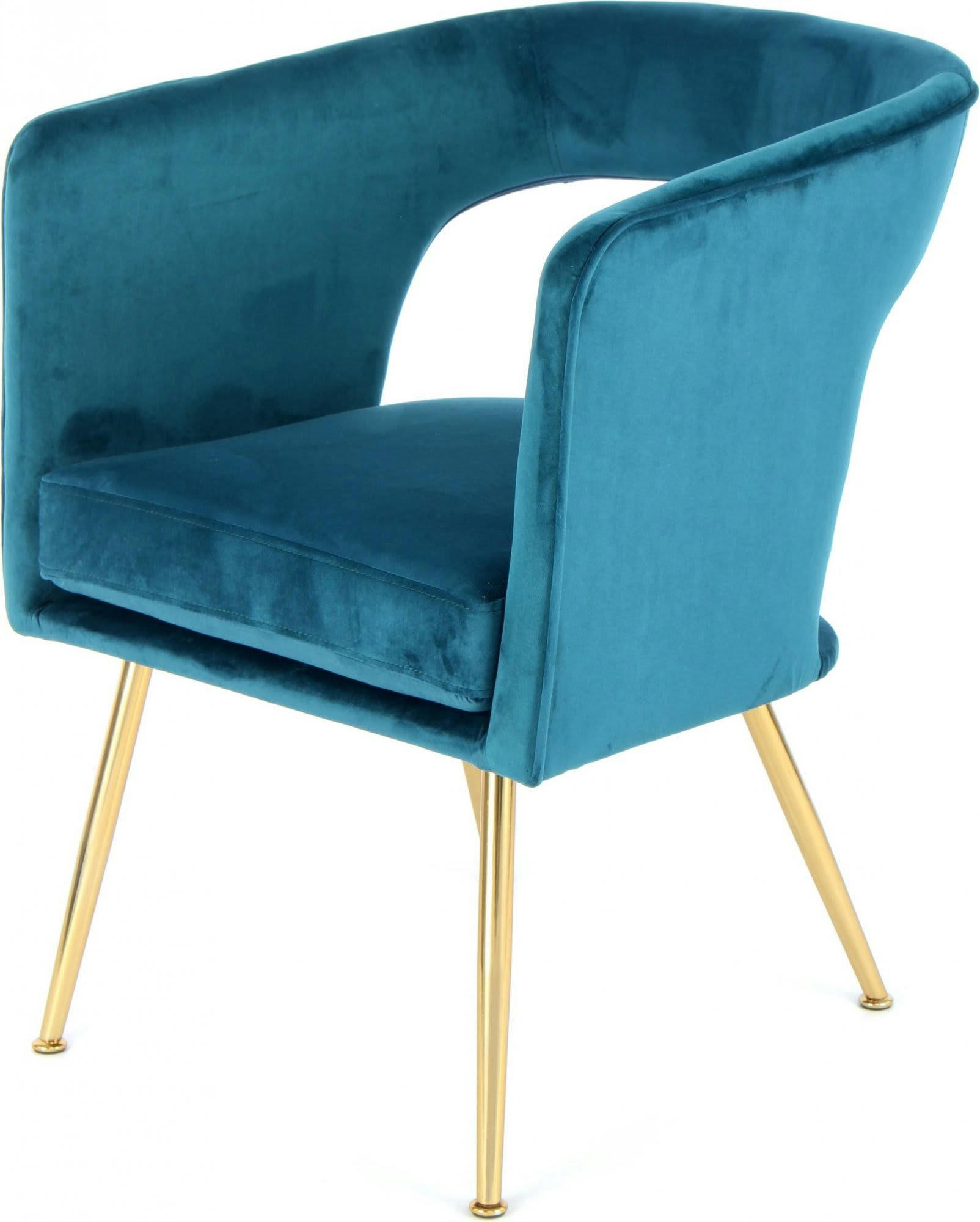 JOLENE - Fauteuil Velours Bleu H. assise 45 cm