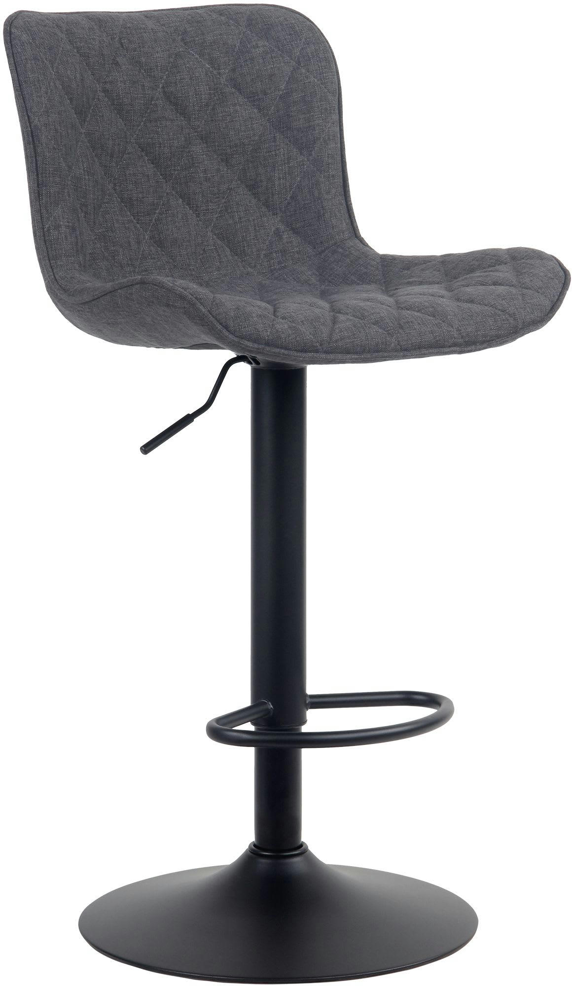 EMMA - Tabouret de bar ajustable pivotant tissu Noir