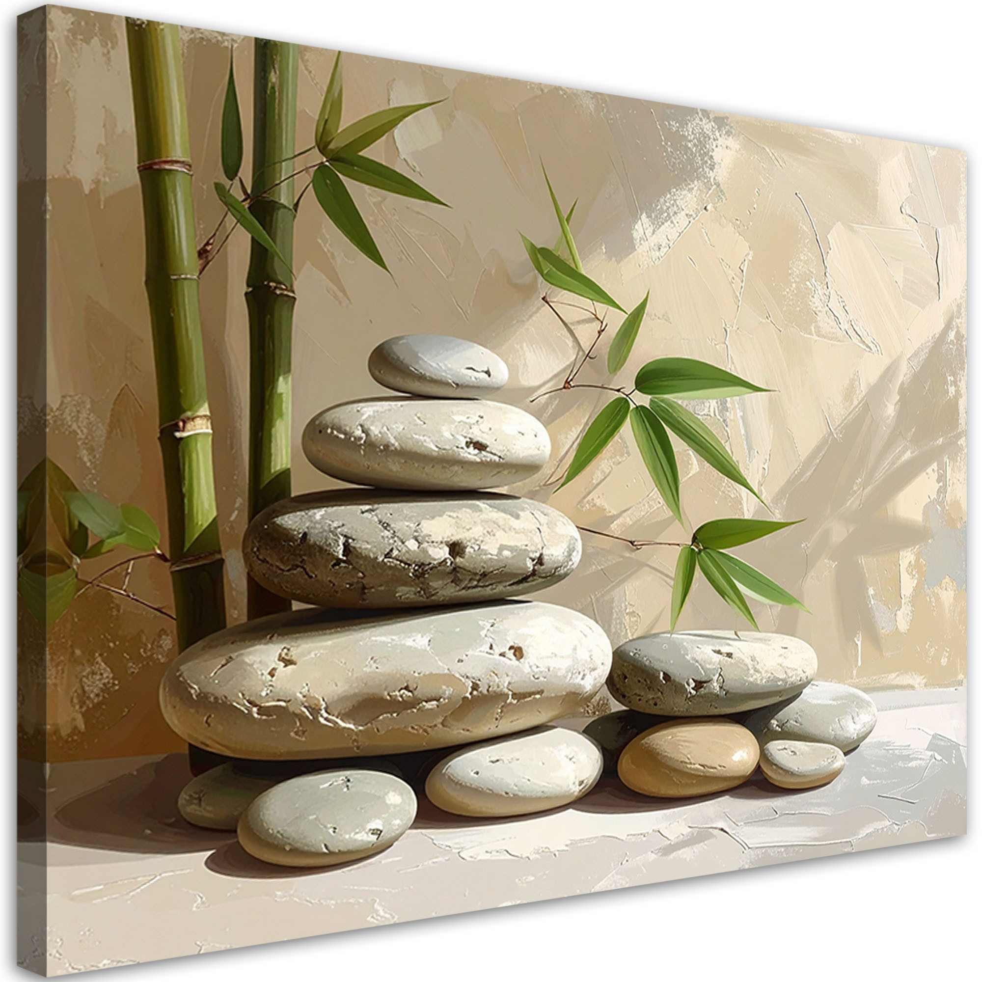 Obraz do salonu sypialni, Kamienie zen spa liście bambusa 30x20