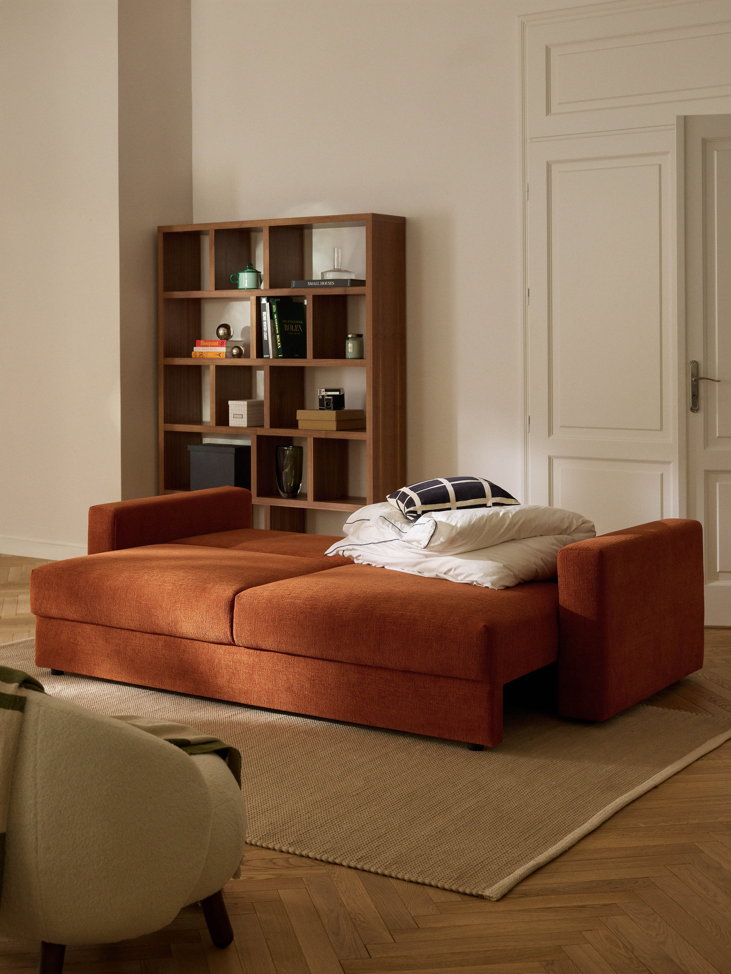 Samt-Schlafsofa Tasha (3-Sitzer) mit Stauraum