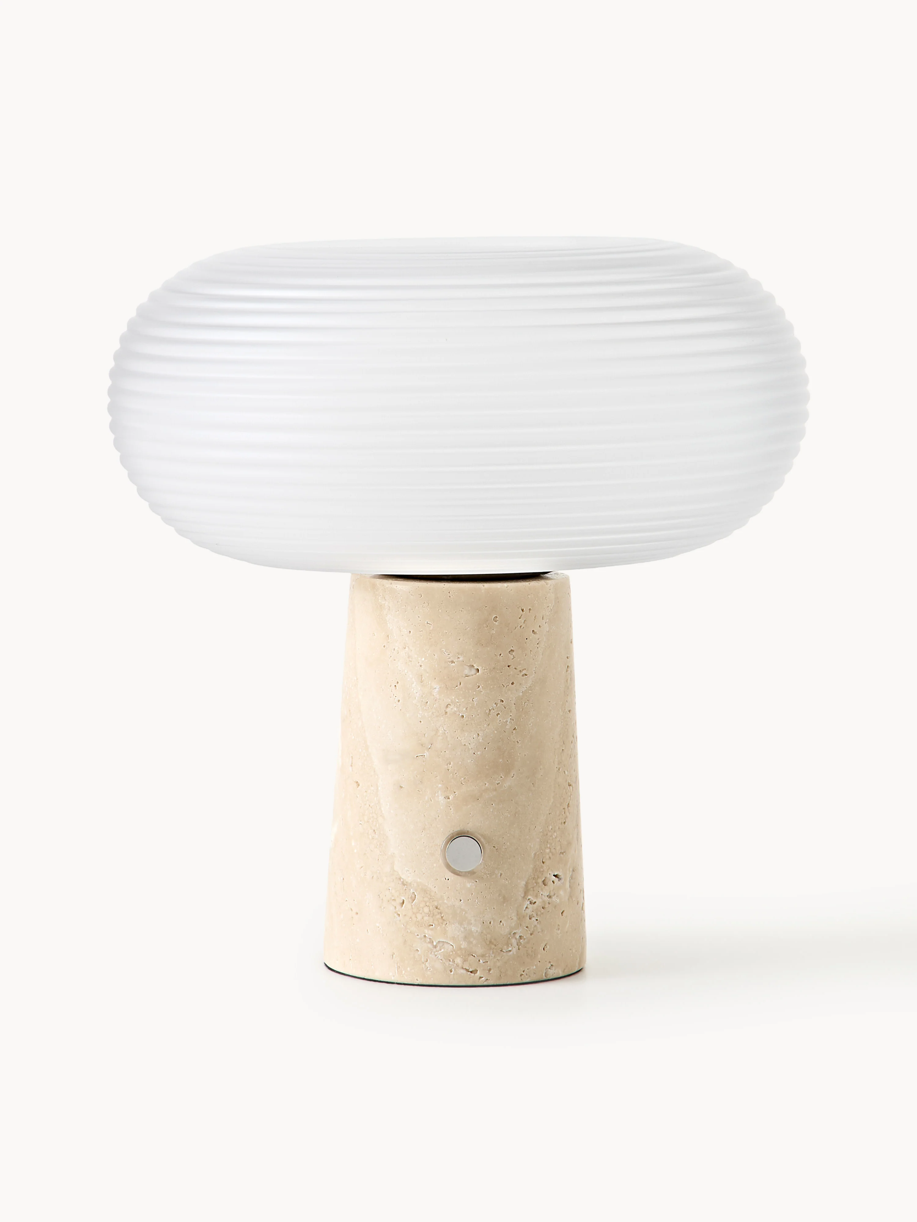 Mobile LED-Tischleuchte Mariella mit Travertinfuß, dimmbar