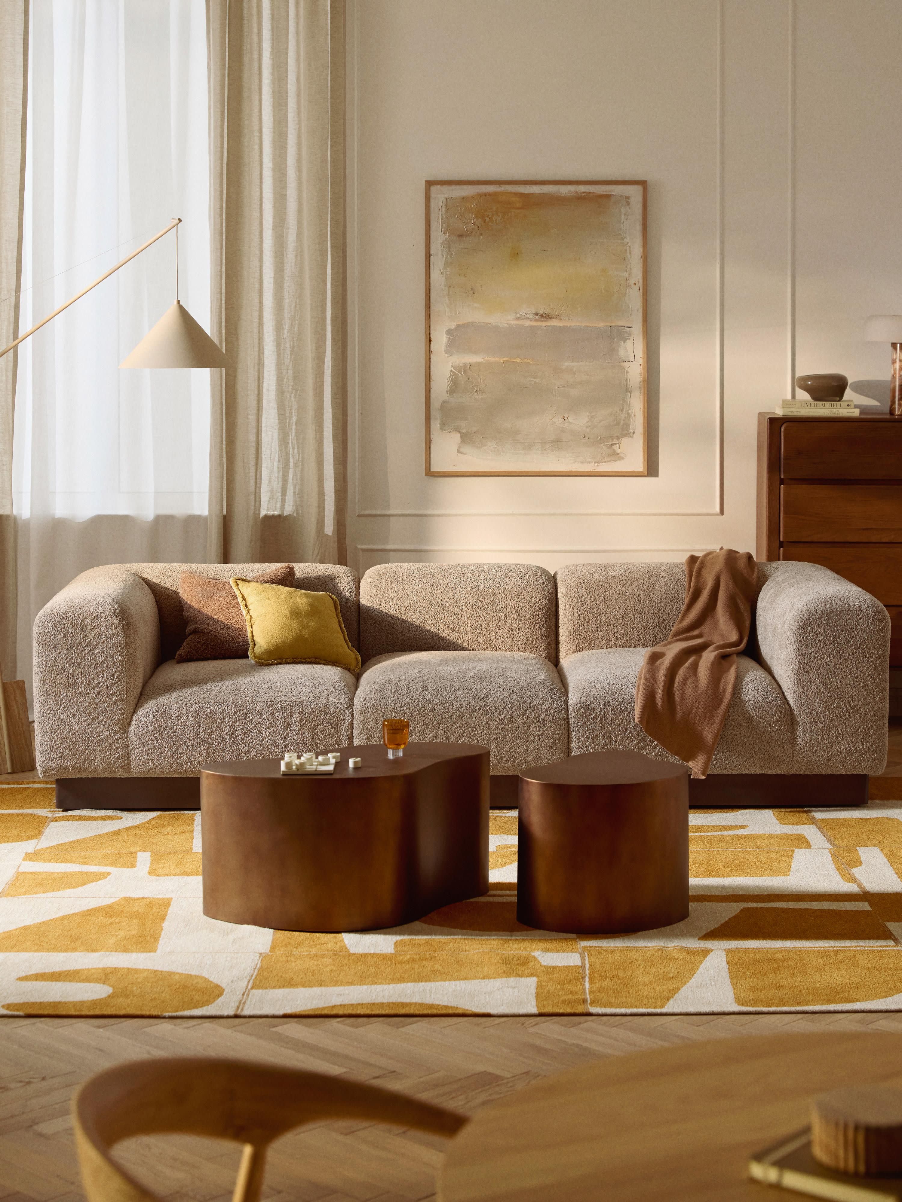 Modulares Sofa Natalie (3-Sitzer) aus Teddy-Bouclé