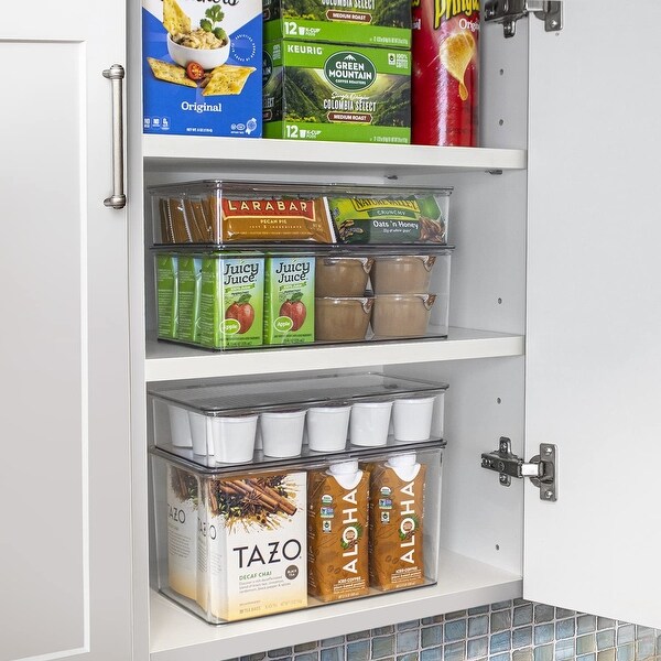 2-Pack Organizer bin with Lids, Kitchen Pantry & Fridge Food Storage Containers